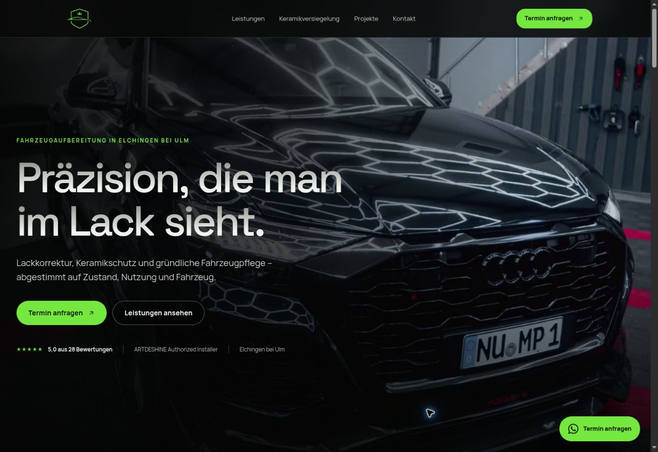 Aktuelle Website von GlanzManufaktur